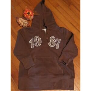 Aeropostale  Hoodie Size M Women Pullover Spell Out Logo Pocket Fall Brown Y2K
